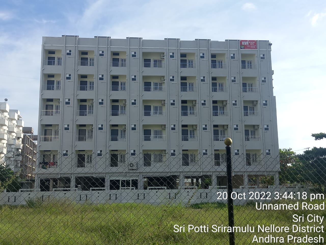 Hotel KVR Residency exterior in Tada near Sri City at golden hour